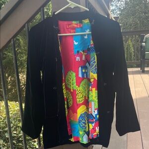 Shanghai Tang Black Blazer with Colorful Silk Lining small